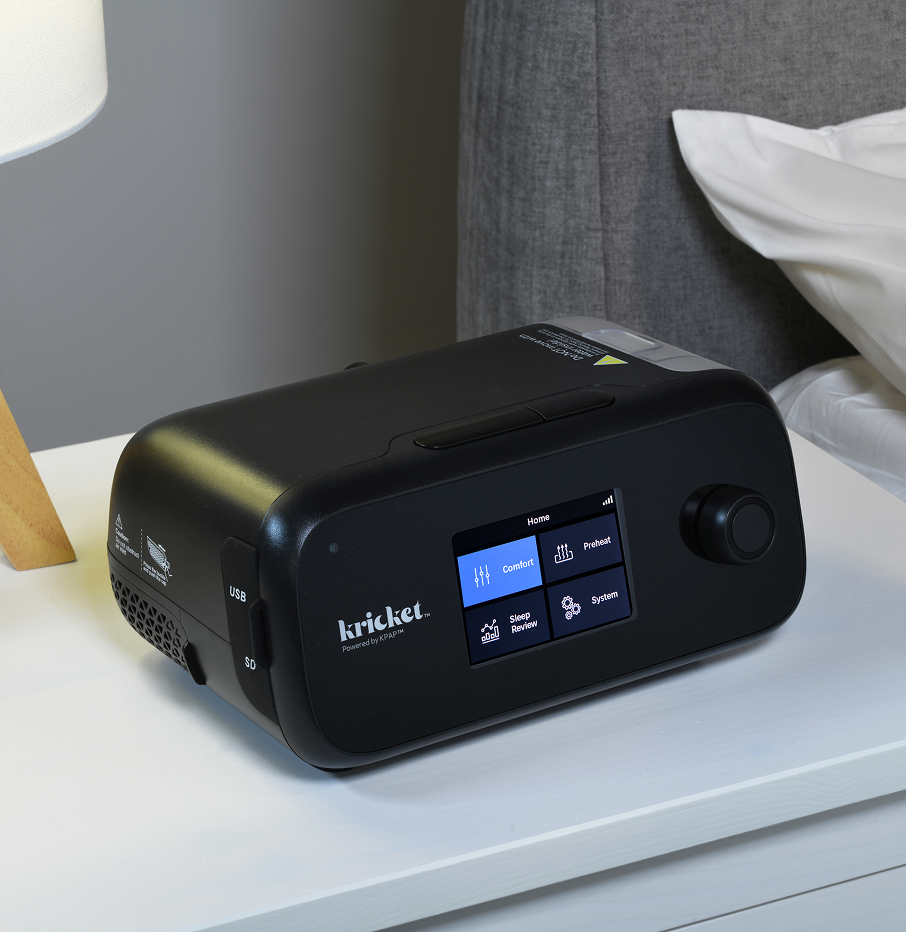 Kricket device on a nightstand showing its color touchscreen display